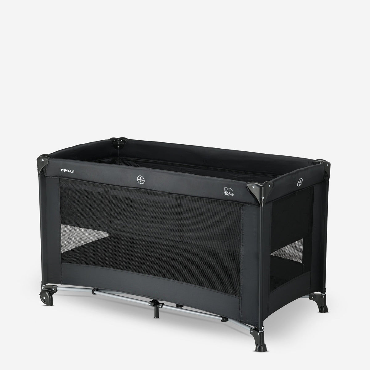 Luxury Camping Bed with Changing Table and Floor Riser - Black