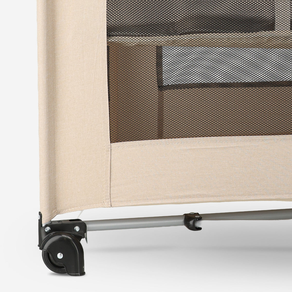 Luxury Camping Bed with Changing Table and Floor Riser - Nougat