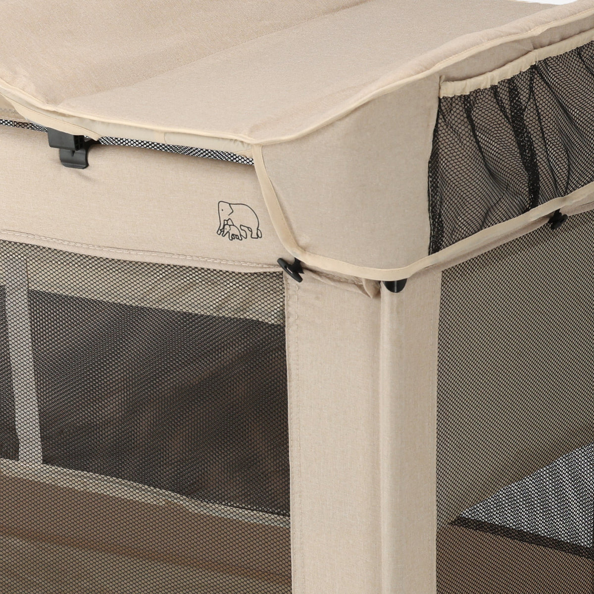 Luxury Camping Bed with Changing Table and Floor Riser - Nougat