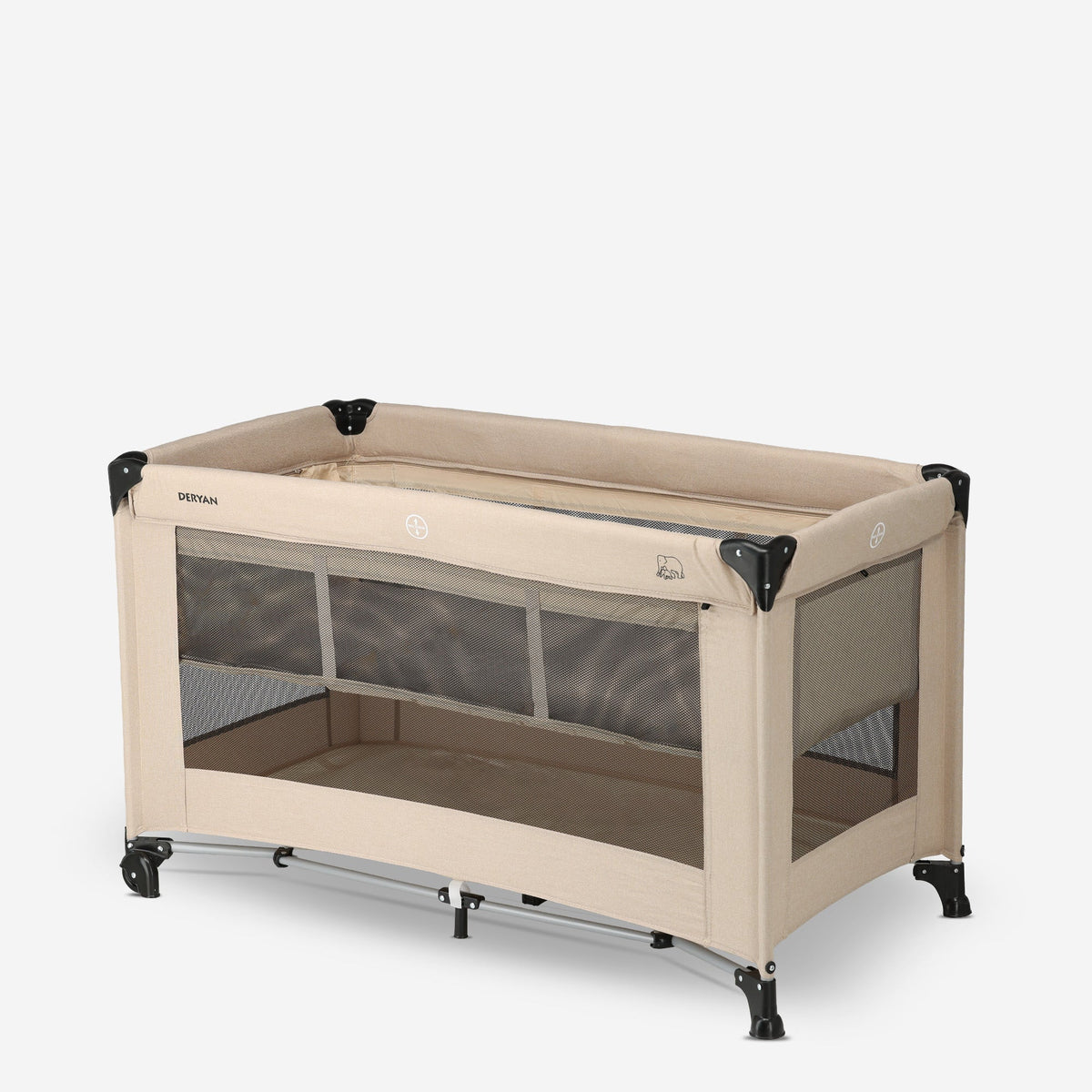 Luxury Camping Bed with Changing Table and Floor Riser - Nougat
