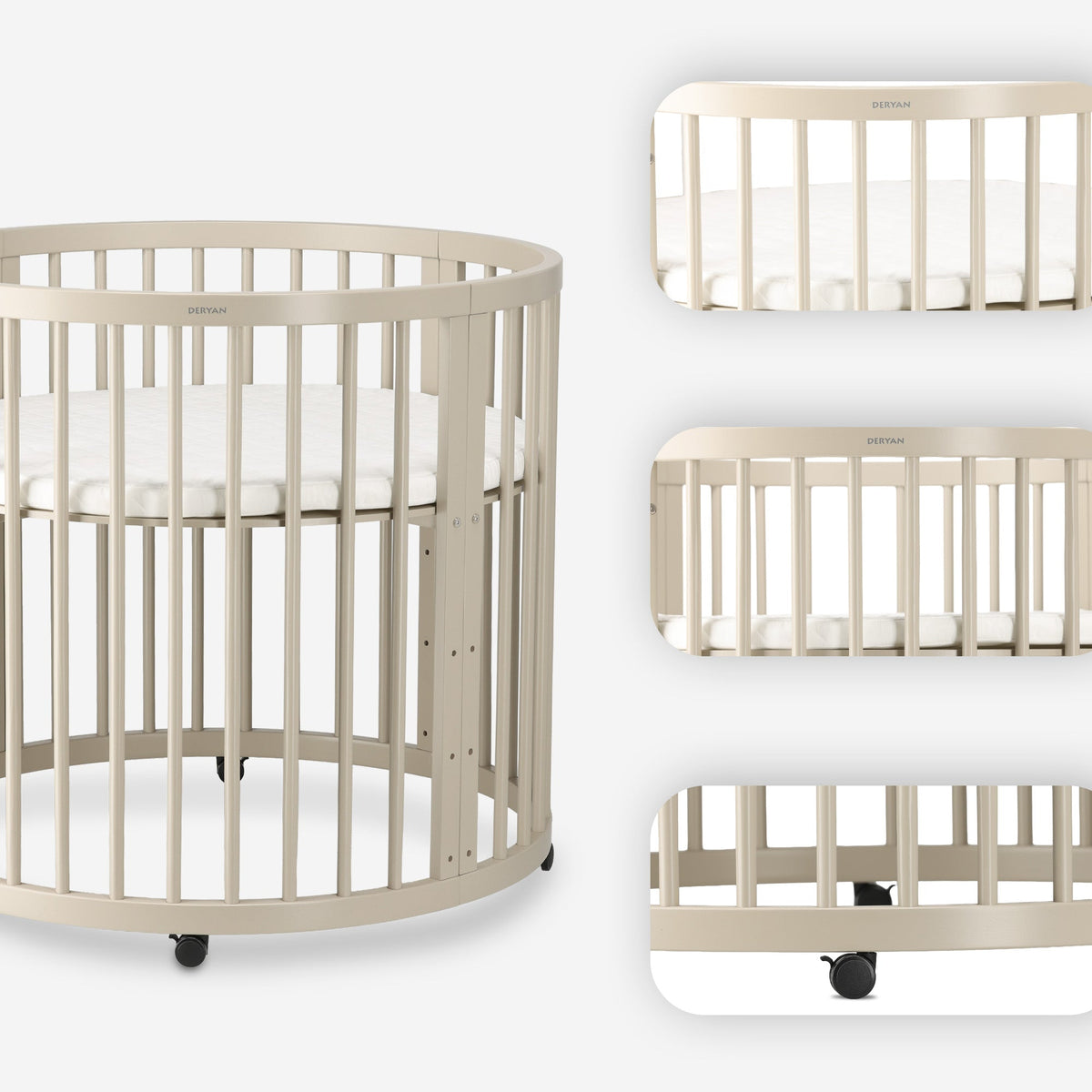Willow Wooden Round Playpen with Mattress - Sand