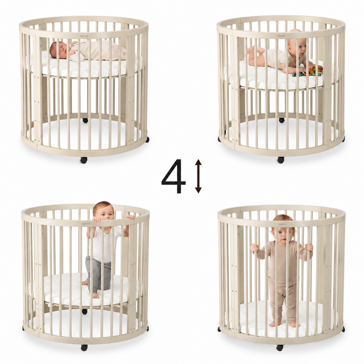 Willow Wooden Round Playpen with Mattress - Sand