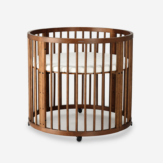 Willow Wooden Round Playpen with Mattress - Warm Brown