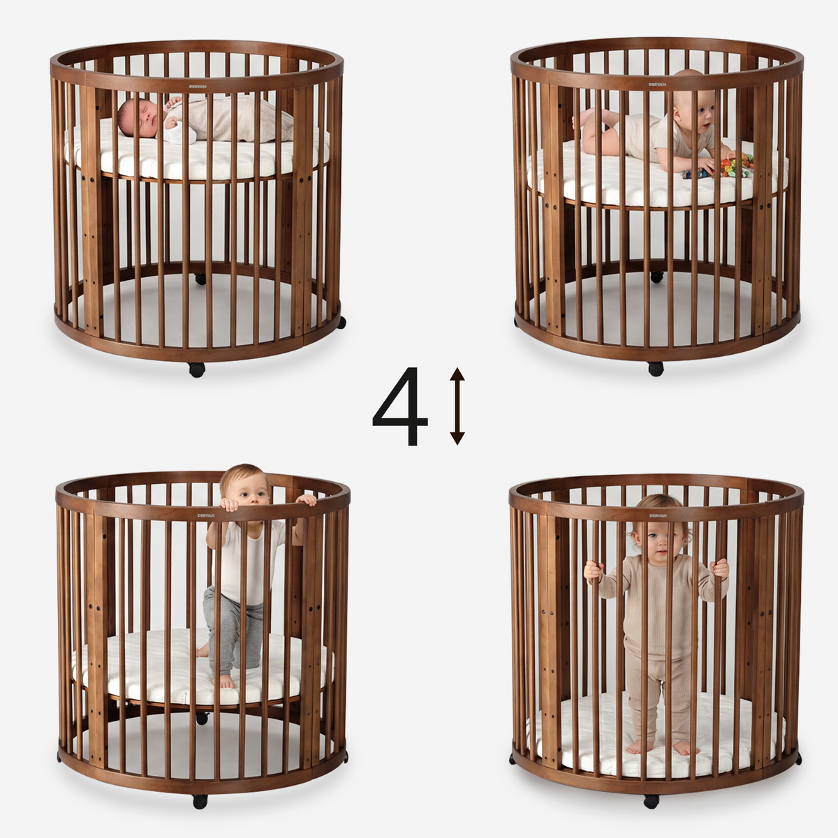 Willow Wooden Round Playpen with Mattress - Warm Brown
