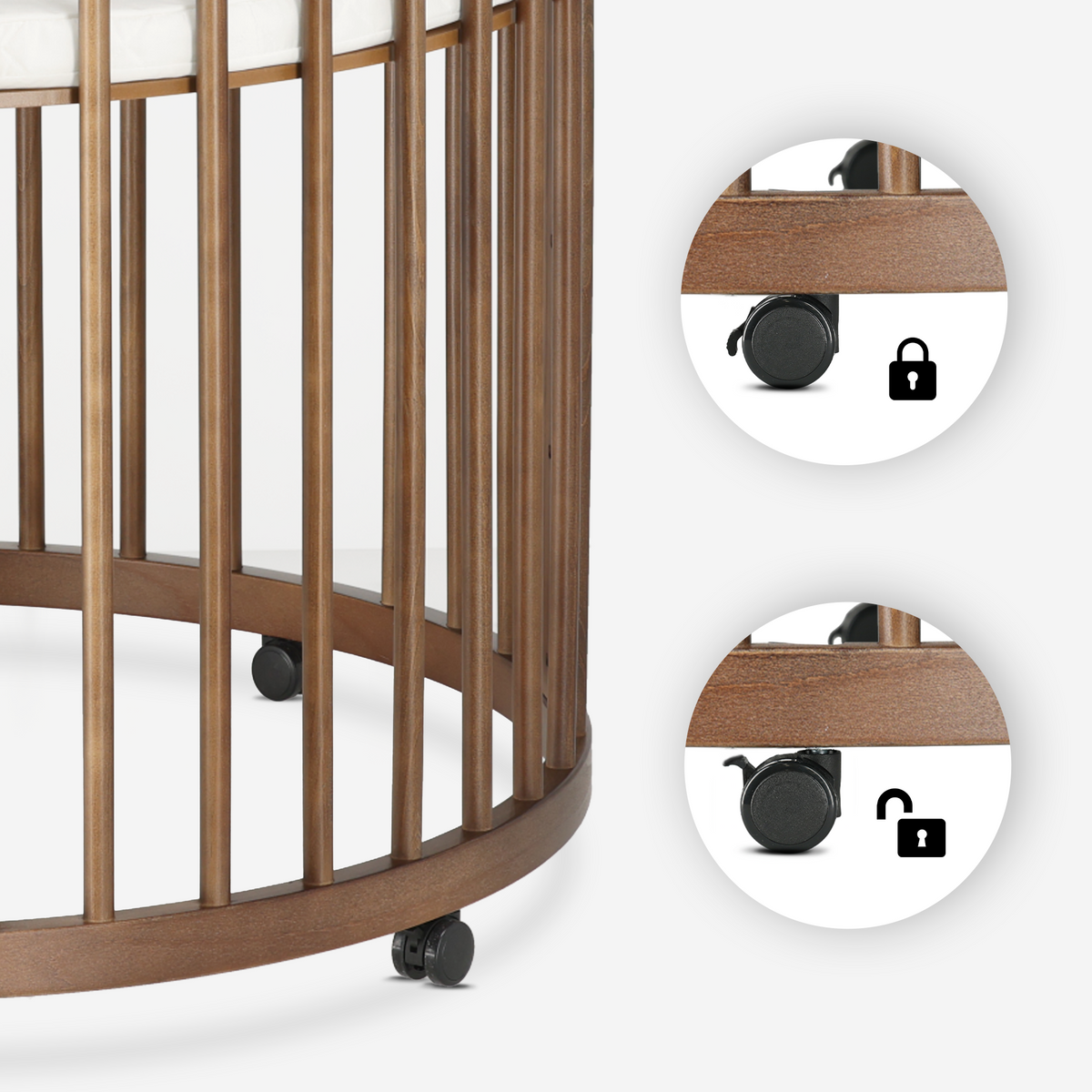 Willow Wooden Round Playpen with Mattress - Warm Brown