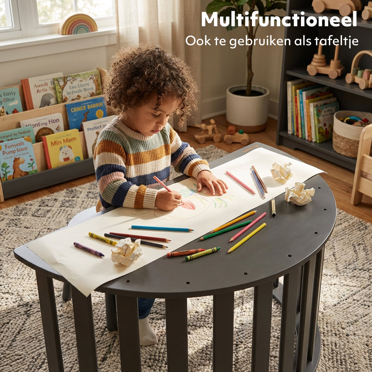 5-in-1 Multifunctional Climbing Arch with Cushion and Drawing Table - Black