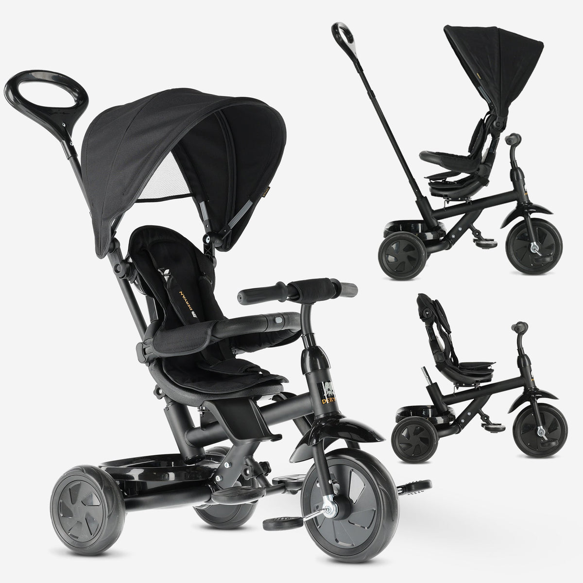 Adventurer Tricycle with push bar Black
