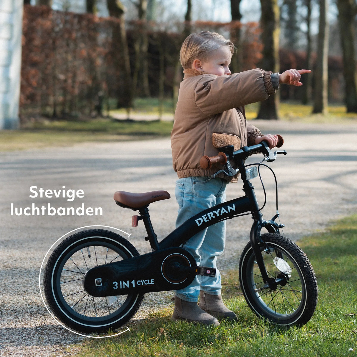 Luxury Children's bike 14 inch - 3 in 1 - balance bike Black