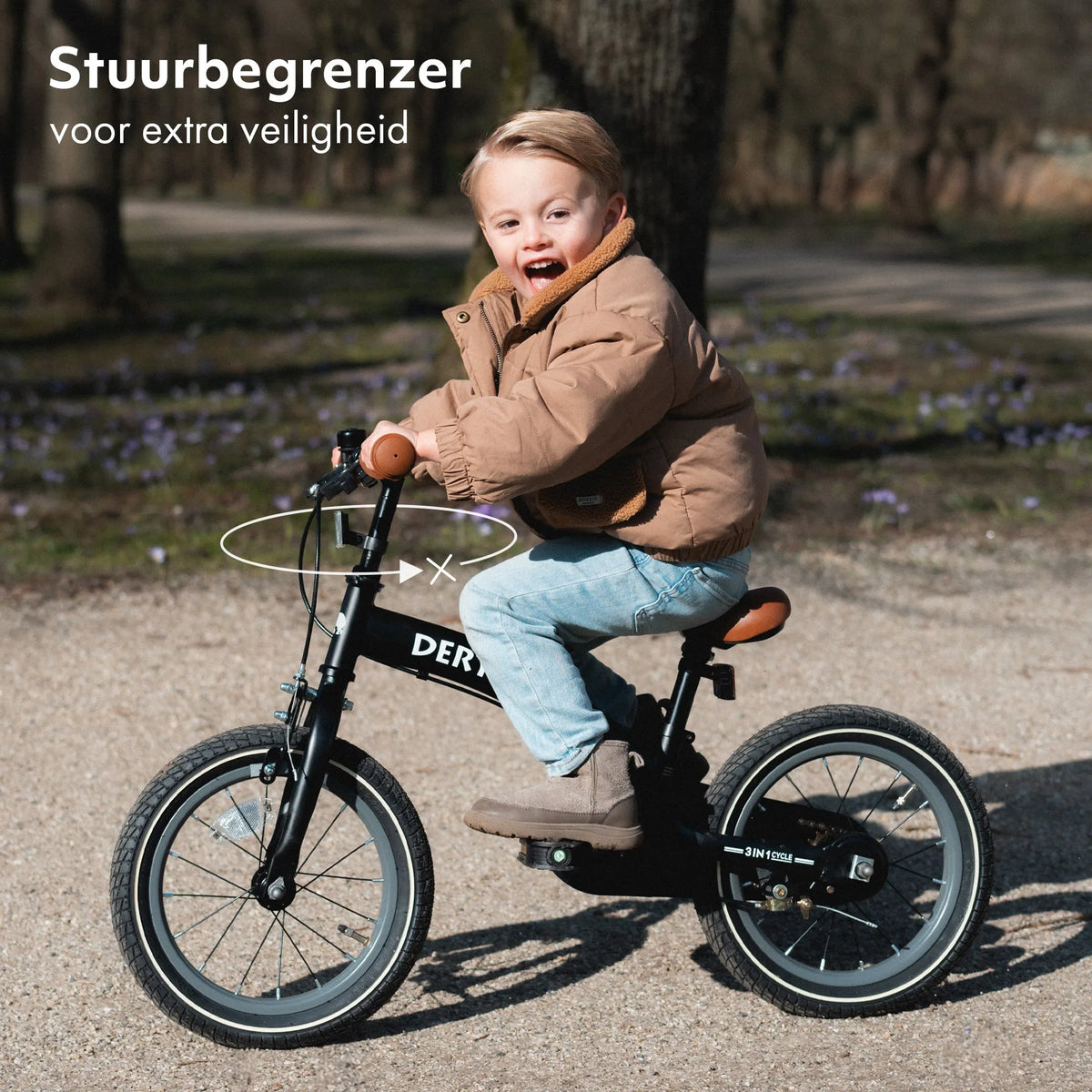 Luxury Children's bike 14 inch - 3 in 1 - balance bike Black