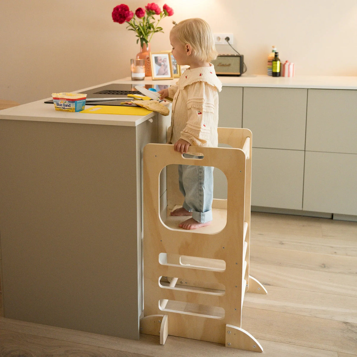 Luxury 4-in-1 Learning Tower - Climbing Tower with Slide and Chalkboard