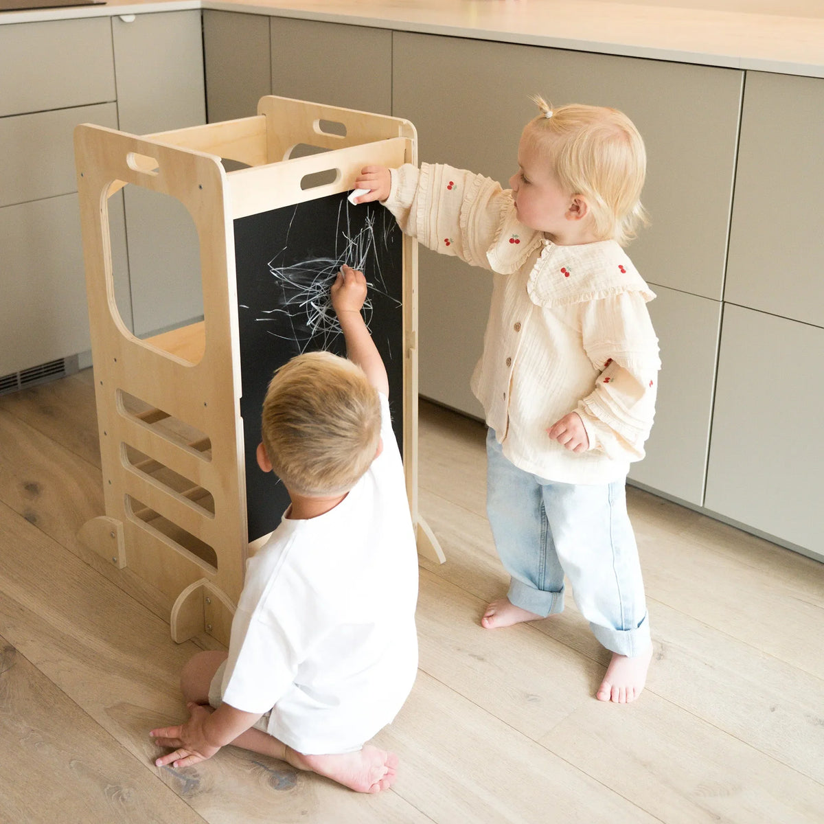 Luxury 4-in-1 Learning Tower - Climbing Tower with Slide and Chalkboard