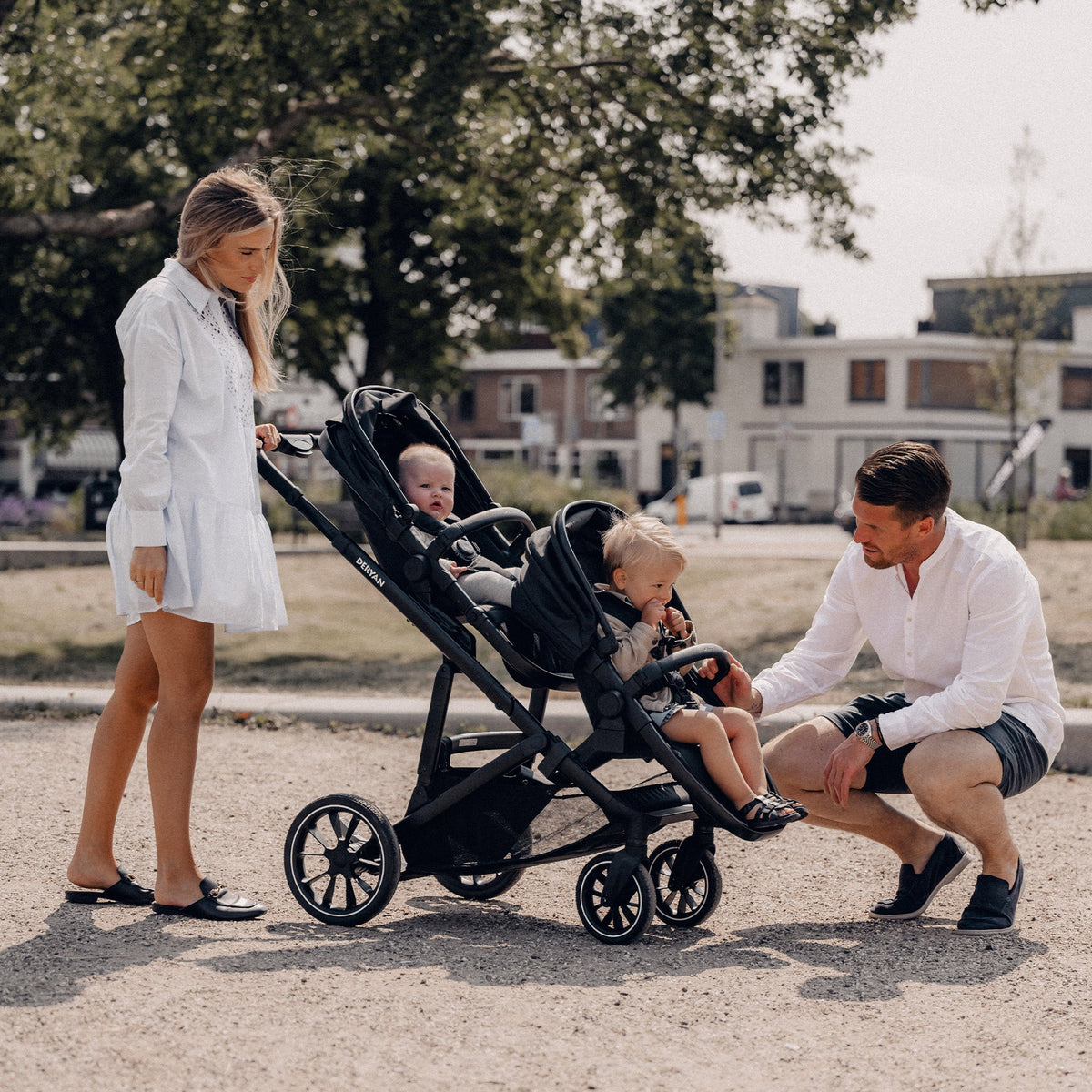 Evy² Duo Stroller, Black, Two-Seater
